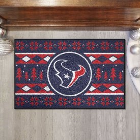 Houston Texans Holiday Sweater Starter Mat Accent Rug - 19in. x 30in. - Bull Head Primary Logo, 26202