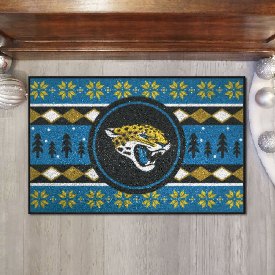 Jacksonville Jaguars Holiday Sweater Starter Mat Accent Rug - 19in. x 30in. - Jaguar Head Primary Logo, 26204