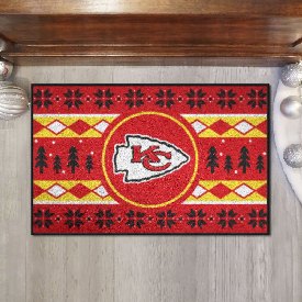 Kansas City Chiefs Holiday Sweater Starter Mat Accent Rug - 19in. x 30in. - KC Arrow Primary Logo, 26205