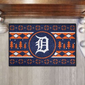 Detroit Tigers Holiday Sweater Starter Mat Accent Rug - 19in. x 30in. - D Primary Cap Logo, 26398