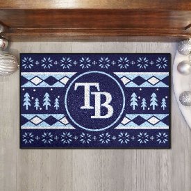 Tampa Bay Rays Holiday Sweater Starter Mat Accent Rug - 19in. x 30in. - TB Cap Logo, 26415