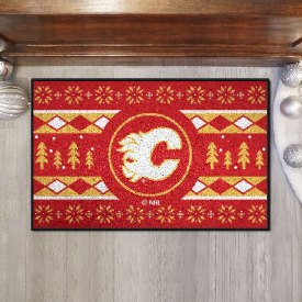 Calgary Flames Holiday Sweater Starter Mat Accent Rug - 19in. x 30in., 26848