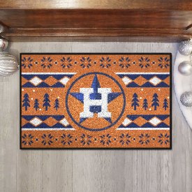 Houston Astros Holiday Sweater Starter Mat Accent Rug - 19in. x 30in. - Star H Cap Logo, 29077