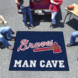 Atlanta Braves "Braves" Script Logo Man Cave Tailgater Rug - 5ft. x 6ft., 29189