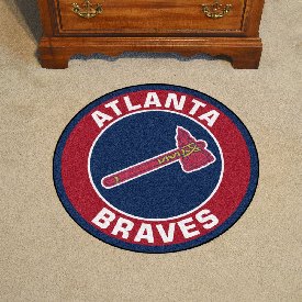 Atlanta Braves Roundel Rug - 27in. Diameter - Tomahawk Alternate Logo & Wordmark, 29200