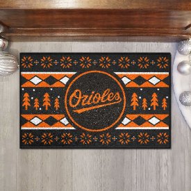 Baltimore Orioles Holiday Sweater Starter Mat Accent Rug - 19in. x 30in. "Orioles" Logo, 29213