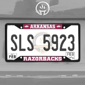 Arkansas Razorbacks Metal License Plate Frame Black Finish