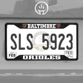 Baltimore Orioles Metal License Plate Frame Black Finish