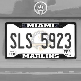 Miami Marlins Metal License Plate Frame Black Finish, 31310