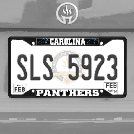 Carolina Panthers Metal License Plate Frame Black Finish
