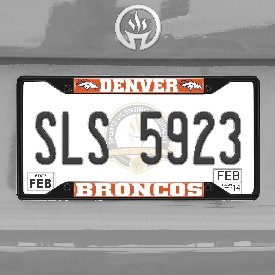 Denver Broncos Metal License Plate Frame Black Finish, 31352