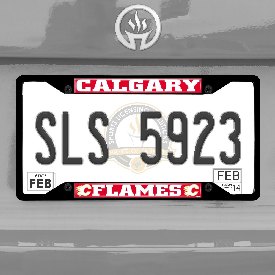 Calgary Flames Metal License Plate Frame Black Finish