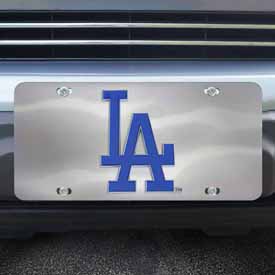 Los Angeles Dodgers 3D Stainless Steel License Plate - LA Cap Logo, 31891