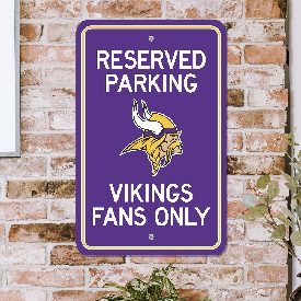 Minnesota Vikings Team Color Reserved Parking Sign Dcor 18in. X 11.5in. Lightweight, 32169