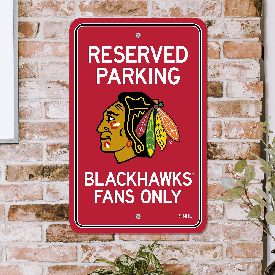 Chicago Blackhawks Team Color Reserved Parking Sign Dcor 18in. X 11.5in. Lightweight, 32184