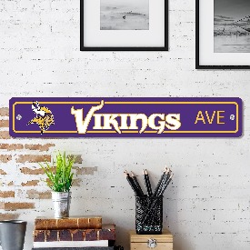 Minnesota Vikings Team Color Street Sign Dcor 4in. X 24in. Lightweight, 32220