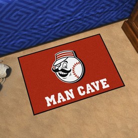 Cincinnati Reds Man Cave Starter Mat Accent Rug - 19in. x 30in. - Mr. Red Head Alternate Logo, 32446