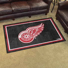 Detroit Red Wings Plush Area Rug Black, AGS-38570 Detroit Red Wings Plush Area Rug Black, AGS-38570