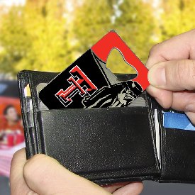 Texas Tech University Credit Card Bottle Opener 2 x 3.25 - "TT" Primary Logo & "Red Raider", 62589