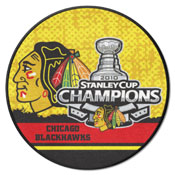 Chicago Blackhawks Hockey Puck Rug - 27in. Diameter, 2010 NHL Stanley Cup Champions, 11739