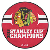Chicago Blackhawks Hockey Puck Rug - 27in. Diameter, 2013 NHL Stanley Cup Champions, 15191