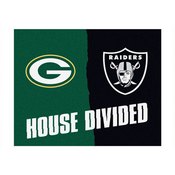 NFL - Green Bay Packers - Las Vegas Raiders House Divided Rugs 33.75"x42.5", 15648