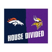 NFL - Denver Broncos/Minnesota Vikings House Divided Rugs 33.75"x42.5", 17371
