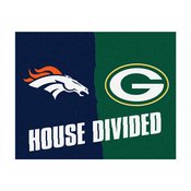NFL Broncos / Packers House Divided Rug 33.75"x42.5", 18572