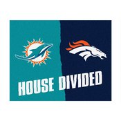 Dolphins / Broncos House Divided Rugs 33.75"x42.5", 19673