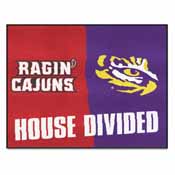 UL-Lafayette / LSU House Divided Rug 33.75"x42.5", 20397