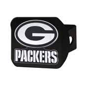 NFL - Green Bay Packers Hitch Cover - Chrome on Black 3.4"x4", 21525