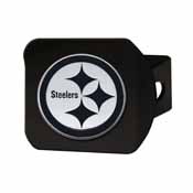 NFL - Pittsburgh Steelers Hitch Cover - Chrome on Black 3.4"x4", 21576