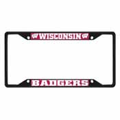 Wisconsin Badgers Metal License Plate Frame Black Finish, 31292