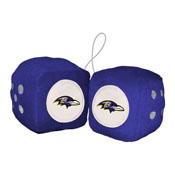 Baltimore Ravens Team Color Fuzzy Dice Dcor 3" Set, 31970