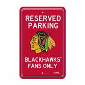 Chicago Blackhawks Team Color Reserved Parking Sign Dcor 18in. X 11.5in. Lightweight, 32184