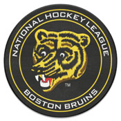Retro NHL Boston Bruins Hockey Puck Rug - 27in. Diameter, AGS-35442