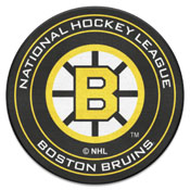Retro NHL Boston Bruins Hockey Puck Rug - 27in. Diameter, AGS-35442