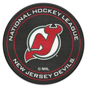 NHLRETRO New Jersey Devils Hockey Puck Rug - 27in. Diameter, 35547