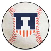 Illinois Illini Baseball Rug - 27in. Diameter - Badge Mark Logo, 36337