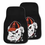 Georgia Bulldogs on black 2-piece Carpeted Car Mats 17"x27", 5875