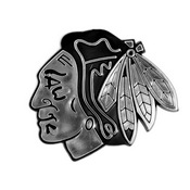 NHL - Chicago Blackhawks Molded Chrome Emblem 3.25 x 3.25 - "Native American" Logo, 60295