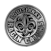 University of Louisiana-Lafayette Molded Chrome Emblem 3.25 x 3.25 - "Circular Fluer-De-Lis" Logo, 60351