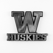 University of Washington Molded Chrome Emblem 3.25 x 3.25 - "W & 'Huskies'" Logo, 60386