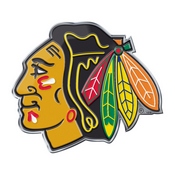 NHL - Chicago Blackhawks Embossed Color Emblem 3.25 x 3.25 - "Native American" Logo, 60482