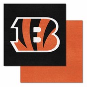 Cincinnati Bengals Team Carpet Tiles - 45 Sq Ft. - Striped B Primary Logo, 607-F112