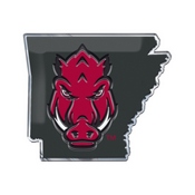 University of Arkansas Embossed State Emblem 3.25 x 3.25 - "Razorback Head" Logo / Shape of Arkansas, 60859