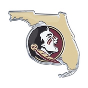 Florida State University Embossed State Emblem 3.25 x 3.25 - "Seminole" Logo / Shape of Florida, 60862