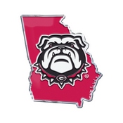 University of Georgia Embossed State Emblem 3.25 x 3.25 - "New Bulldog Head' Logo / Shape of Georgia, 60863