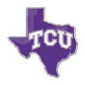 Texas Christian University Embossed State Emblem 3.25 x 3.25 - "TT" Primary Logo / Shape of Texas, 60887