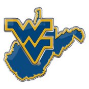 West Virginia University Embossed State Emblem 3.25 x 3.25 - "WV" Logo / Shape of West Virginia, 60891